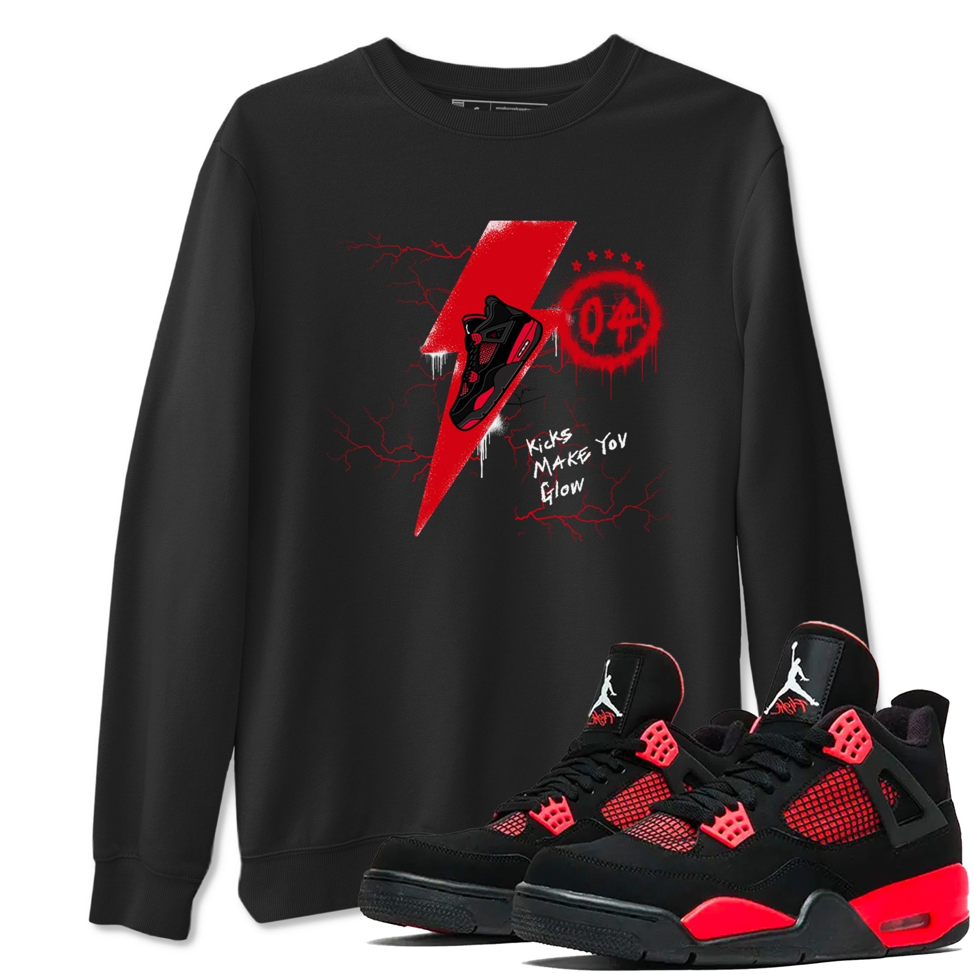 Kicks Make You Glow snkmatch Tees - Air Jordan 4 Red Thunder