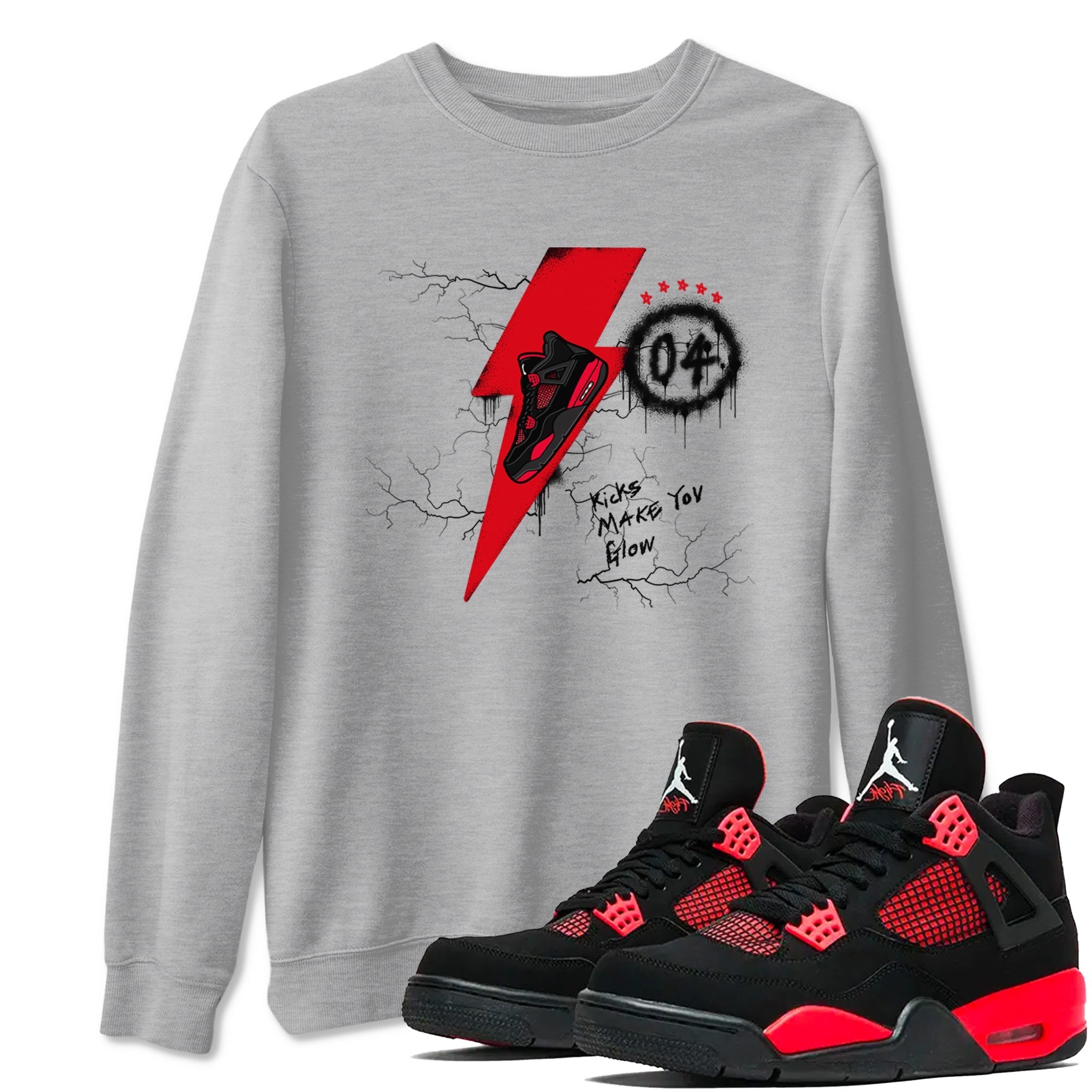 Kicks Make You Glow snkmatch Tees - Air Jordan 4 Red Thunder