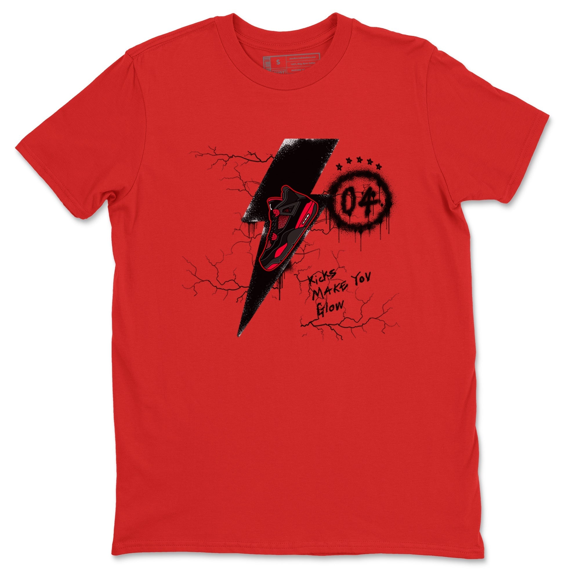 Kicks Make You Glow snkmatch Tees - Air Jordan 4 Red Thunder