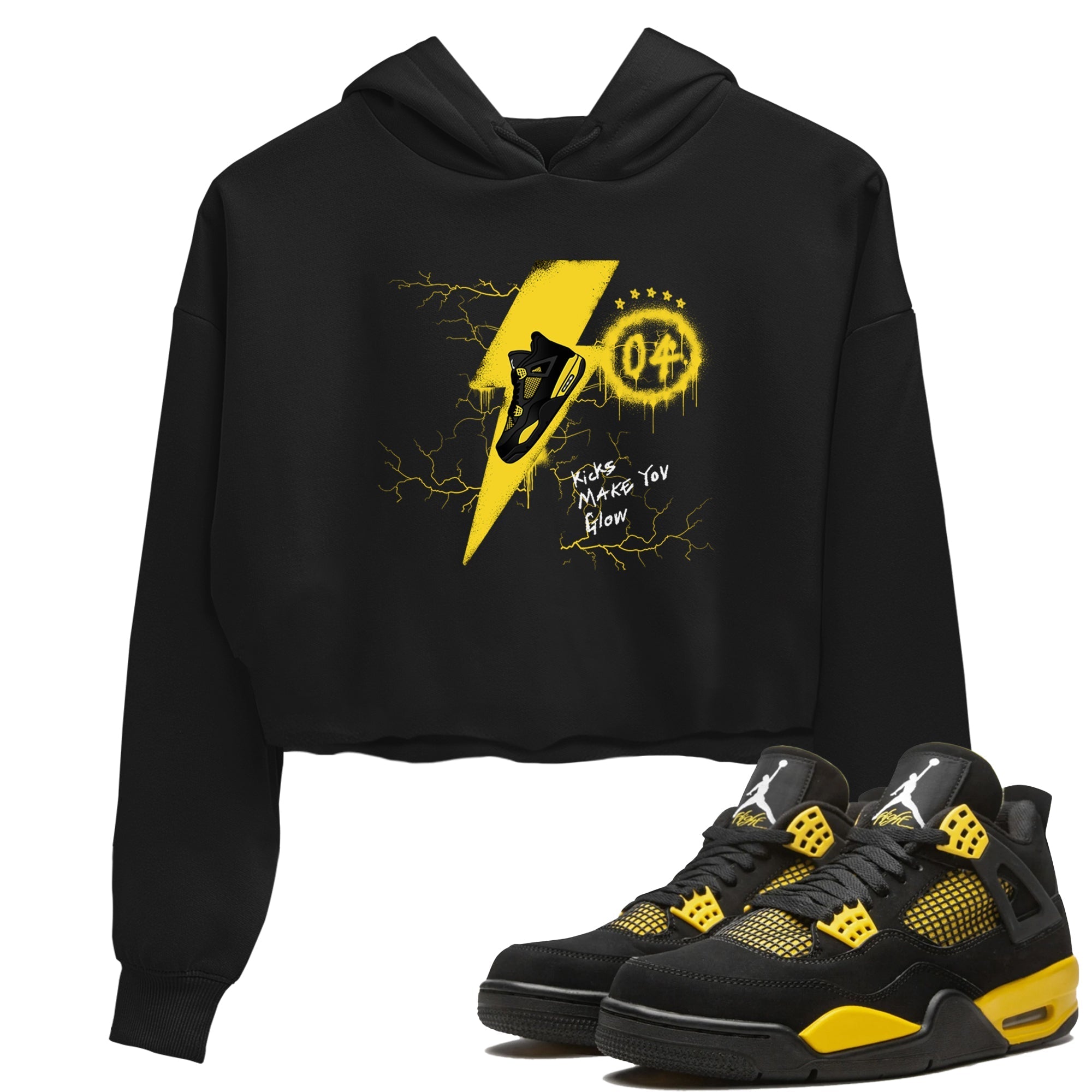 Kicks Make You Glow snkmatch Women's Top - Air Jordan 4 Thunder