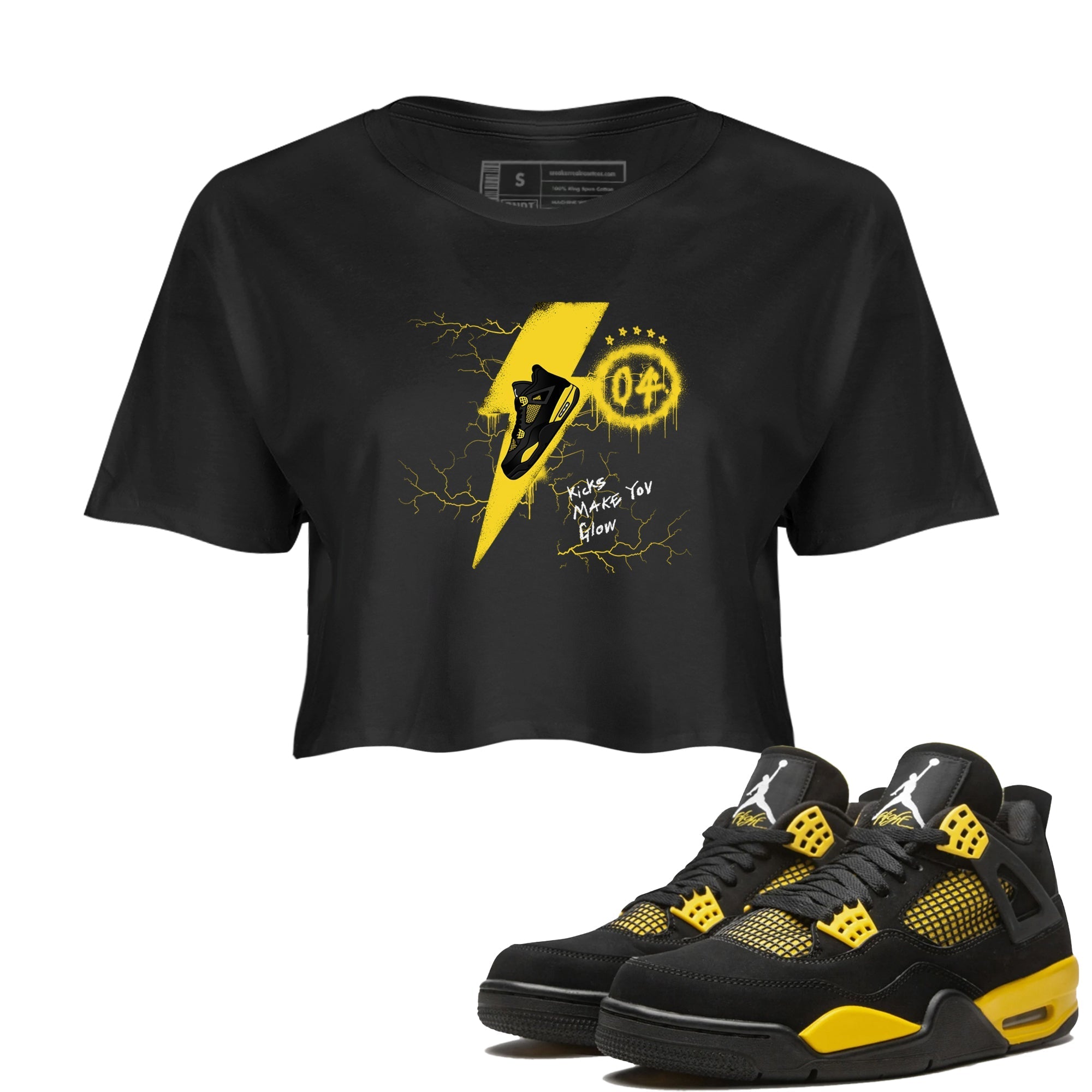 Kicks Make You Glow snkmatch Women's Top - Air Jordan 4 Thunder