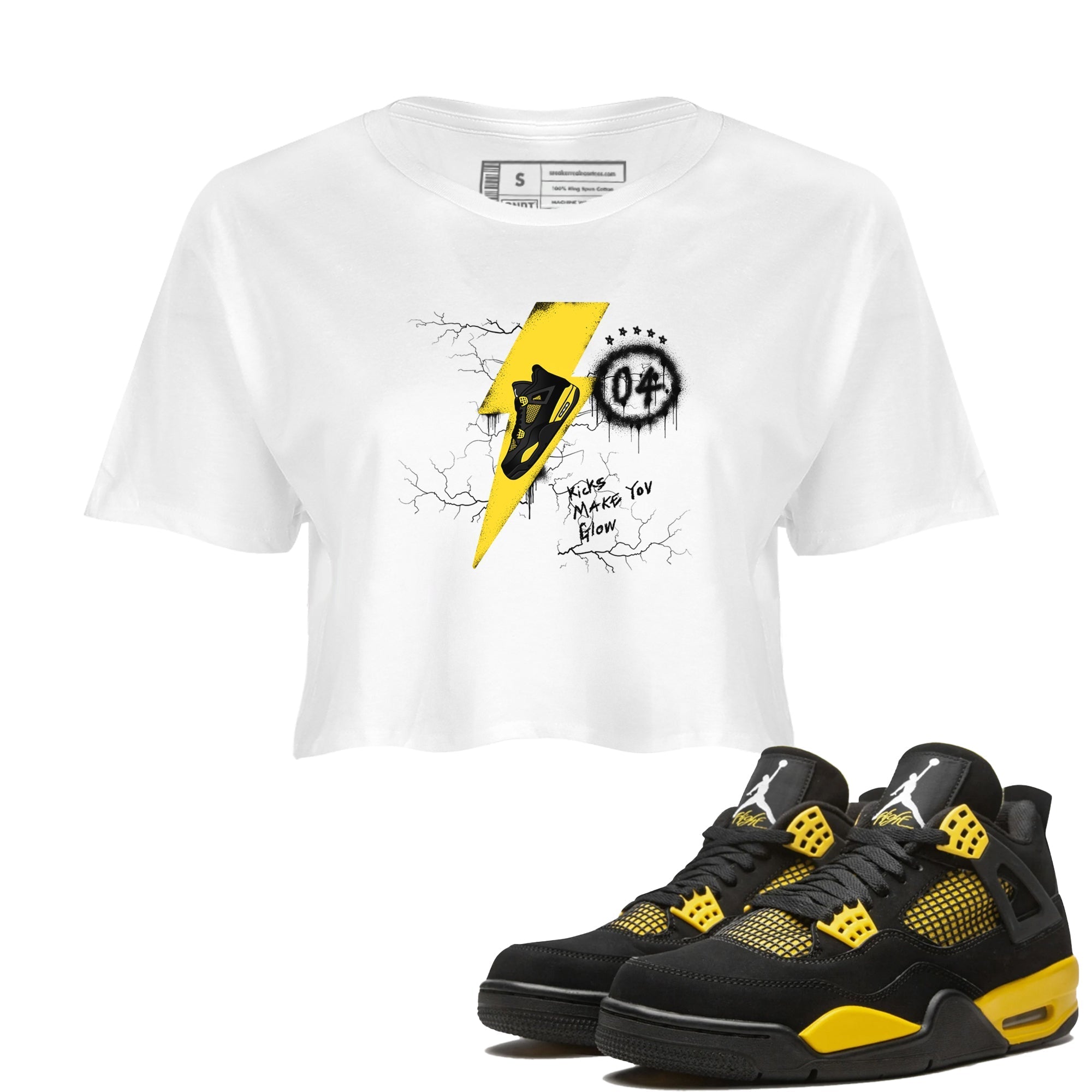 Kicks Make You Glow snkmatch Women's Top - Air Jordan 4 Thunder
