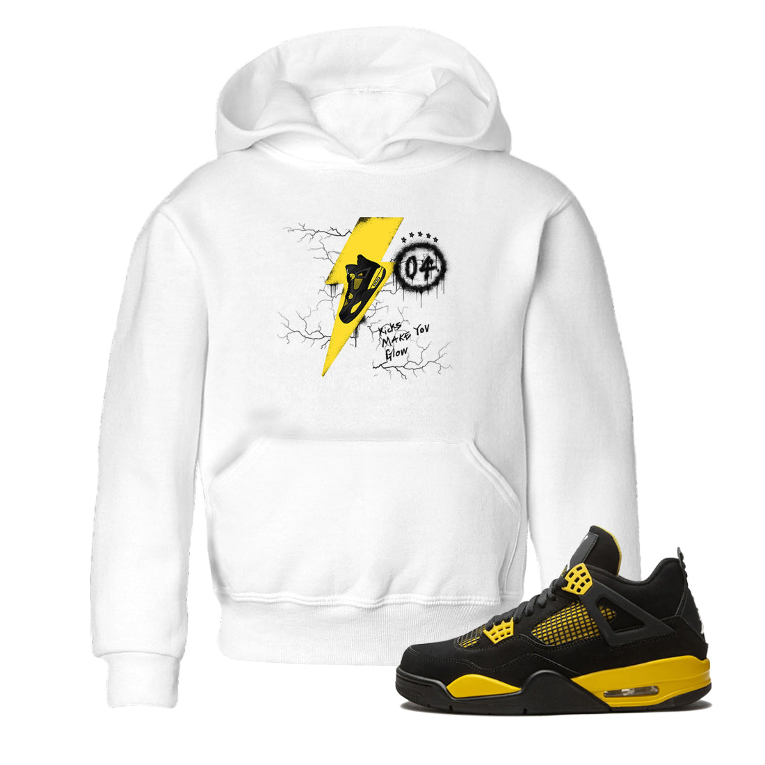 Kicks Make You Glow snkmatch Tees Kids - Air Jordan 4 Thunder
