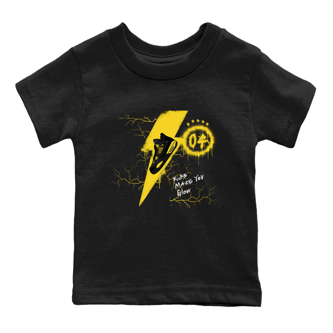 Kicks Make You Glow snkmatch Tees Kids - Air Jordan 4 Thunder