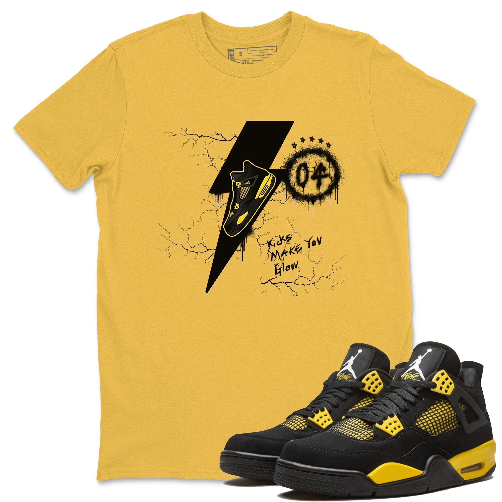 Kicks Make You Glow snkmatch Tees - Air Jordan 4 Thunder