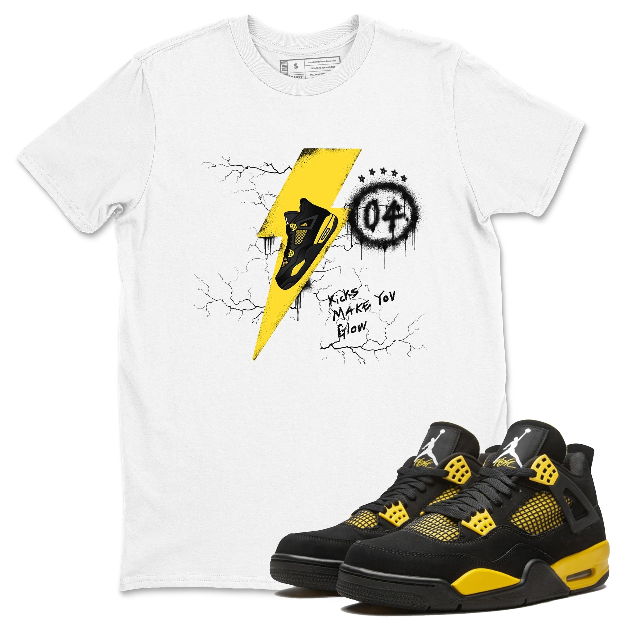 Kicks Make You Glow snkmatch Tees - Air Jordan 4 Thunder