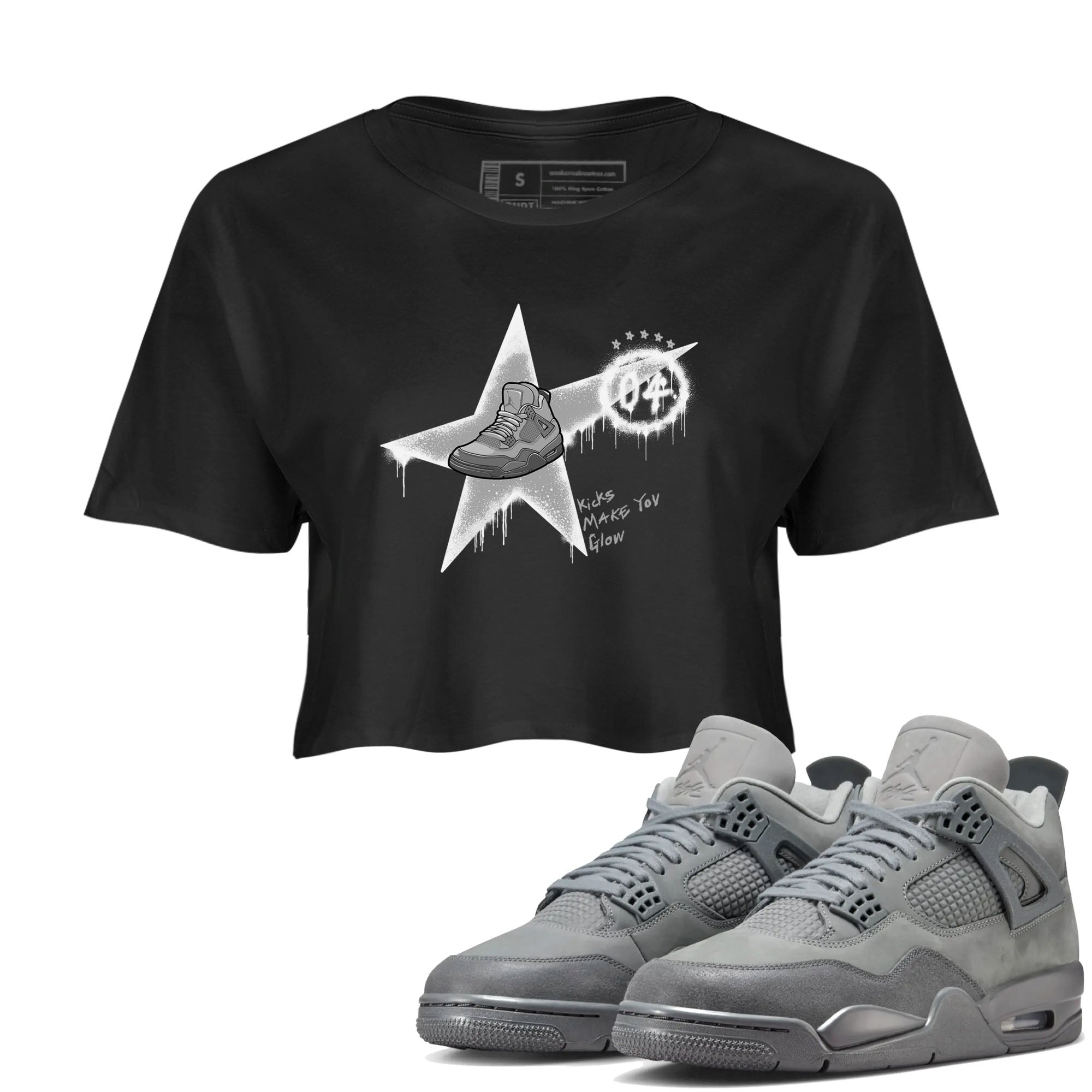 Kicks Make You Glow snkmatch Women's Top - Air Jordan 4 Wet Cement