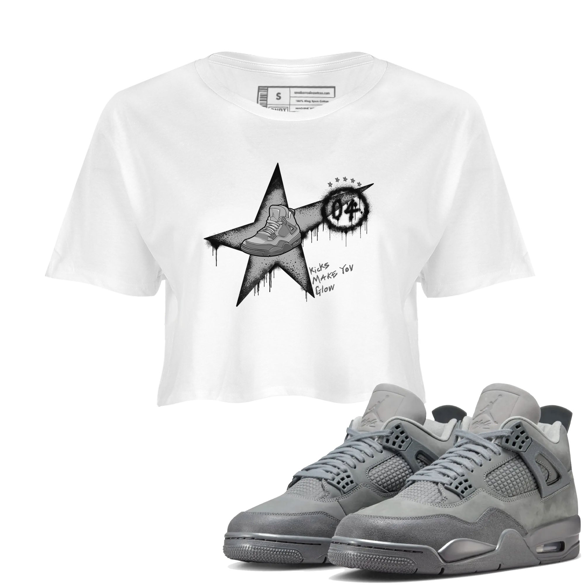 Kicks Make You Glow snkmatch Women's Top - Air Jordan 4 Wet Cement