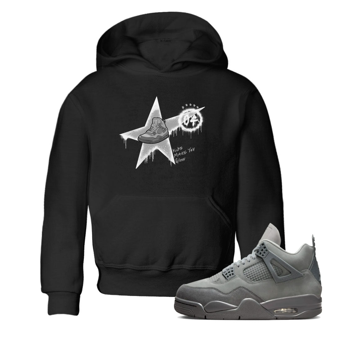 Kicks Make You Glow snkmatch Tees Kids - Air Jordan 4 Wet Cement
