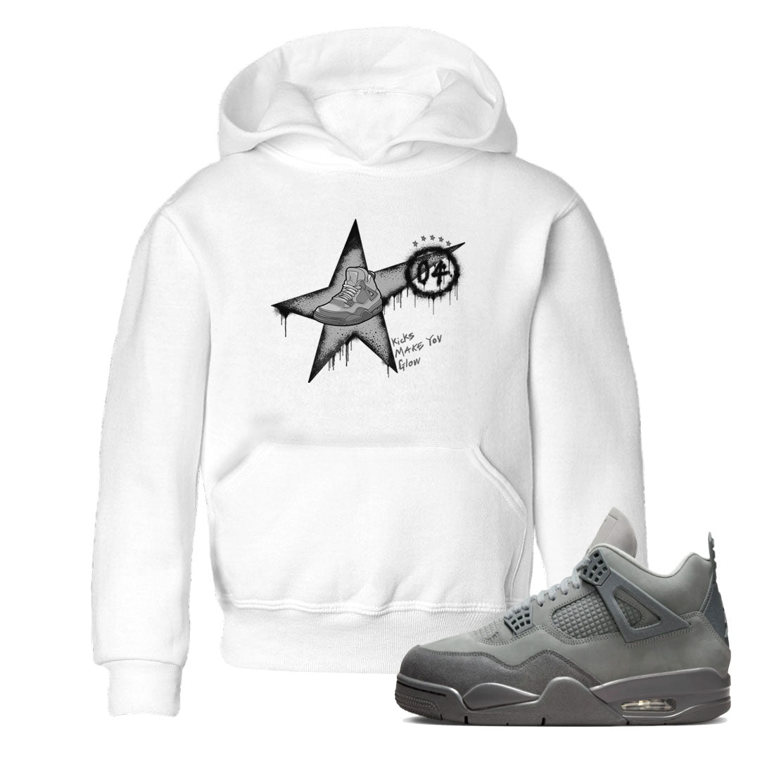 Kicks Make You Glow snkmatch Tees Kids - Air Jordan 4 Wet Cement