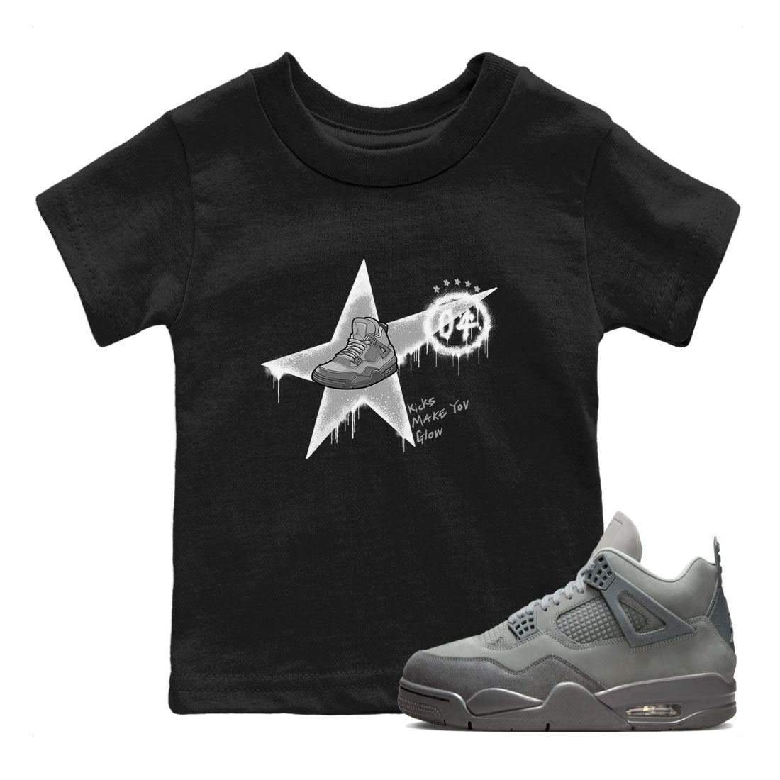 Kicks Make You Glow snkmatch Tees Kids - Air Jordan 4 Wet Cement