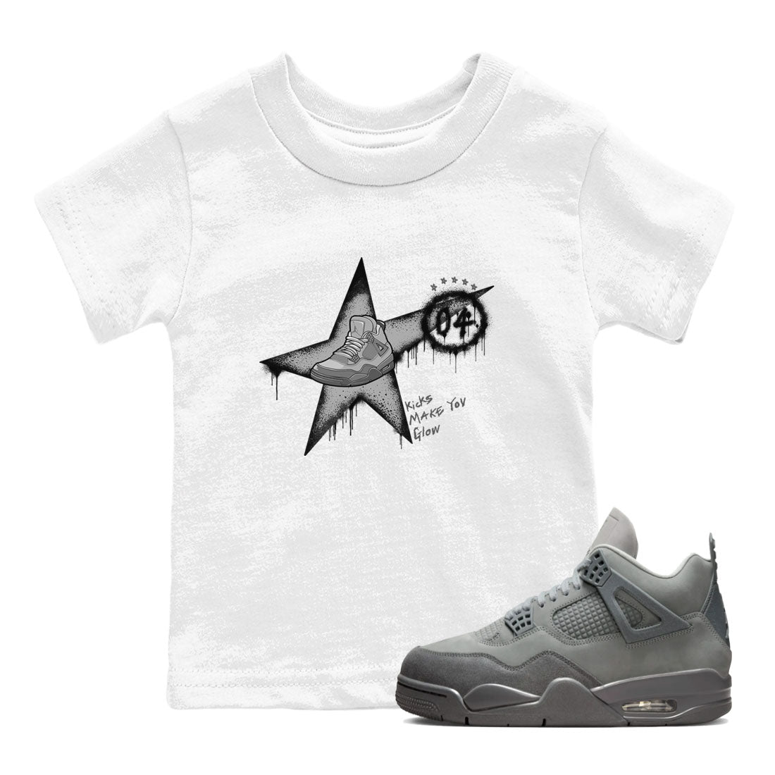 Kicks Make You Glow snkmatch Tees Kids - Air Jordan 4 Wet Cement