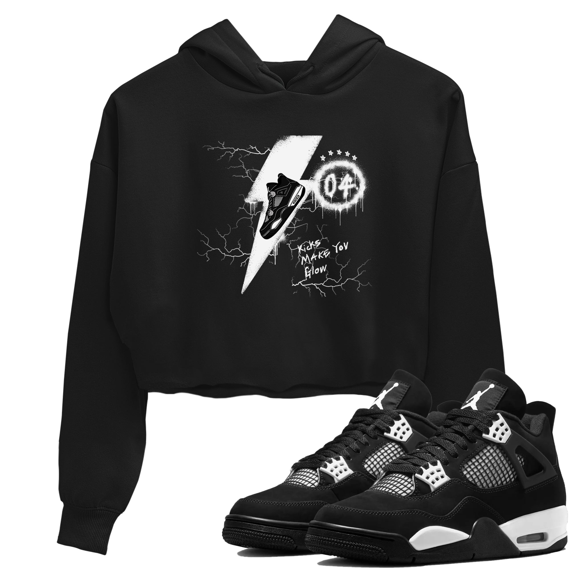 Kicks Make You Glow snkmatch Women's Top - Air Jordan 4 White Thunder