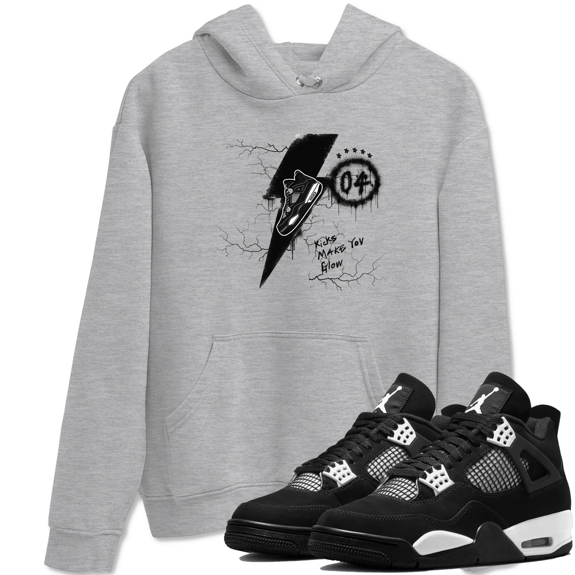 Kicks Make You Glow snkmatch Tees - Air Jordan 4 White Thunder