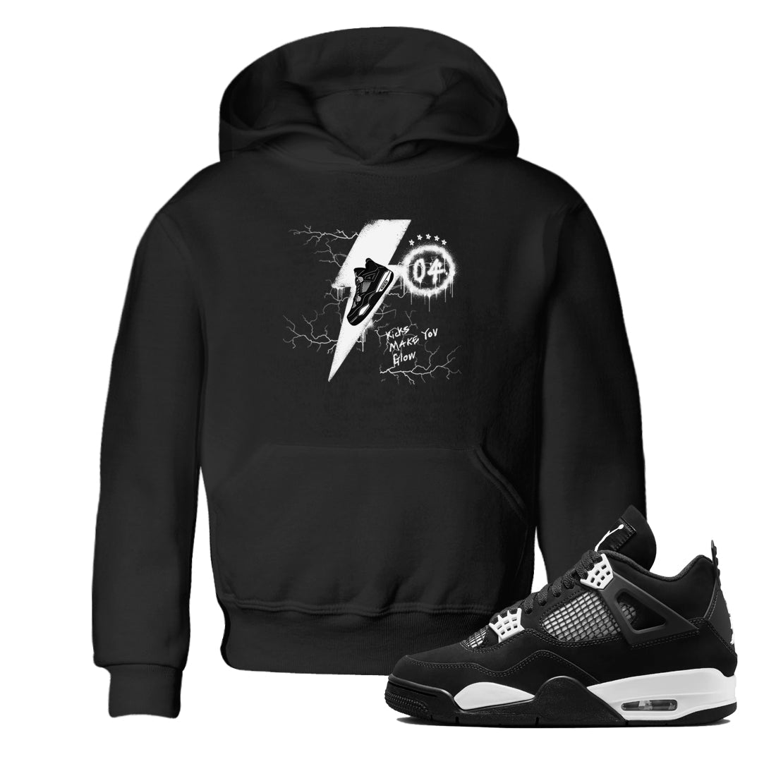 Kicks Make You Glow snkmatch Tees Kids - Air Jordan 4 White Thunder