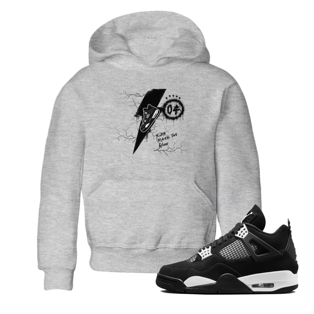 Kicks Make You Glow snkmatch Tees Kids - Air Jordan 4 White Thunder