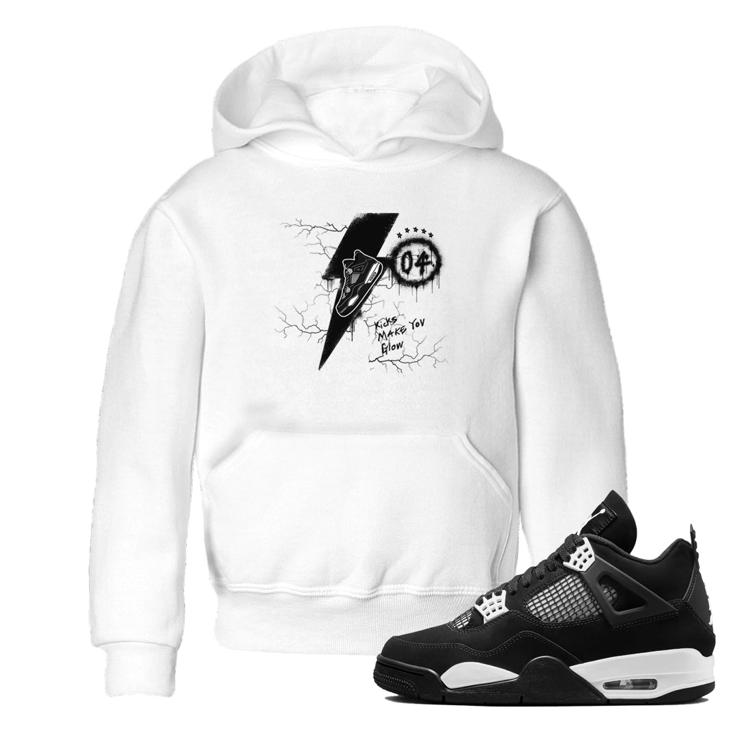 Kicks Make You Glow snkmatch Tees Kids - Air Jordan 4 White Thunder
