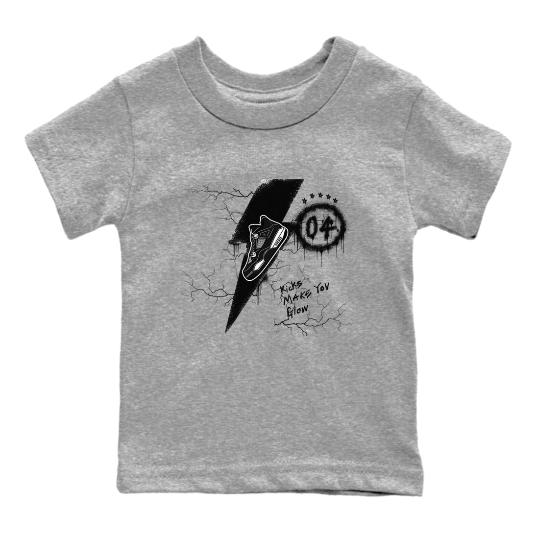Kicks Make You Glow snkmatch Tees Kids - Air Jordan 4 White Thunder