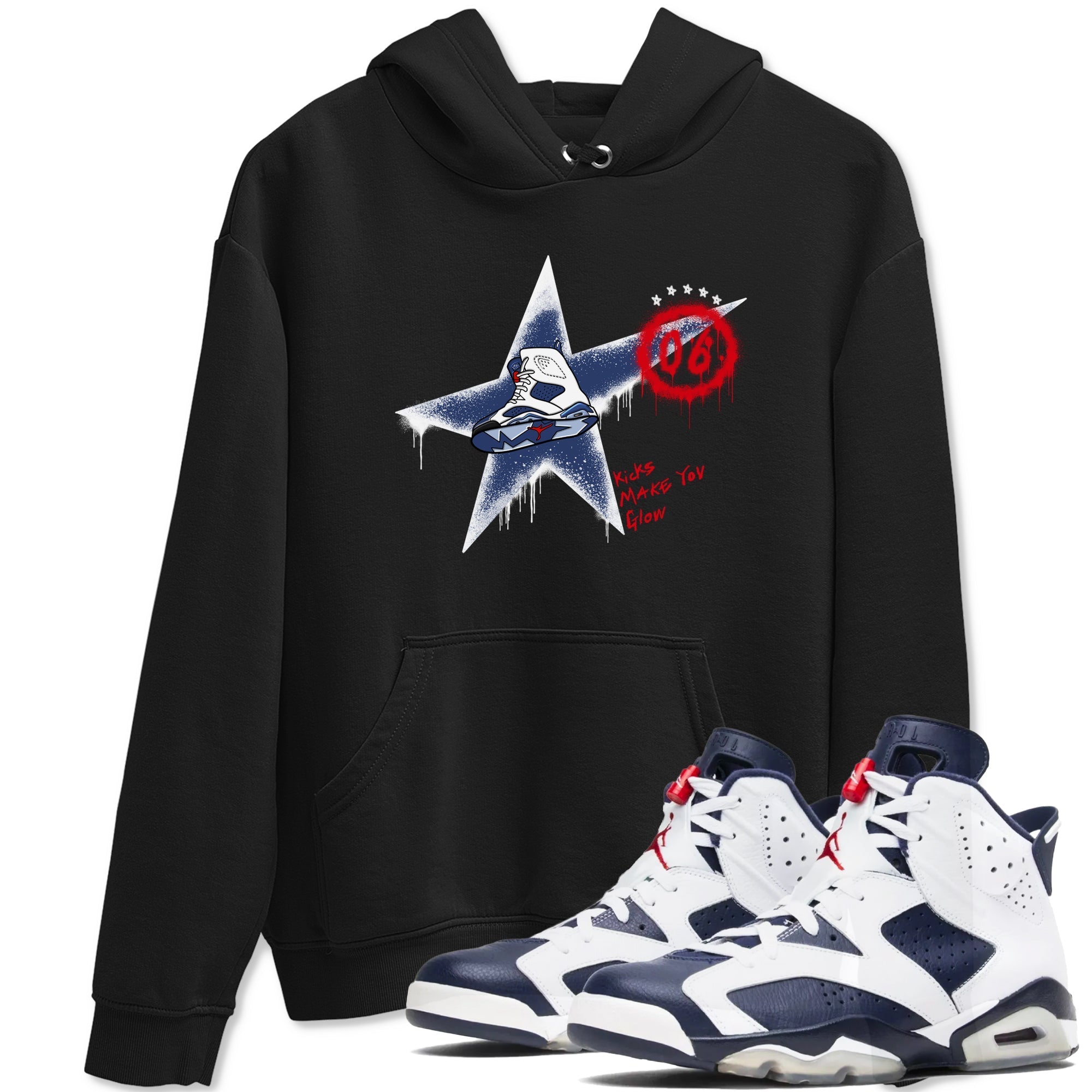 Kicks Make You Glow snkmatch Tees - Air Jordan 6 White And Midnight Navy