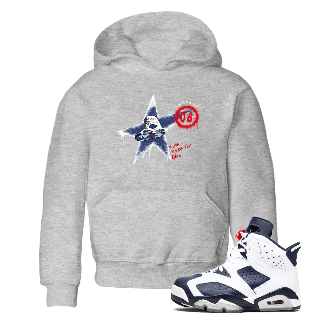 Kicks Make You Glow snkmatch Tees Kids - Air Jordan 6 White And Midnight Navy
