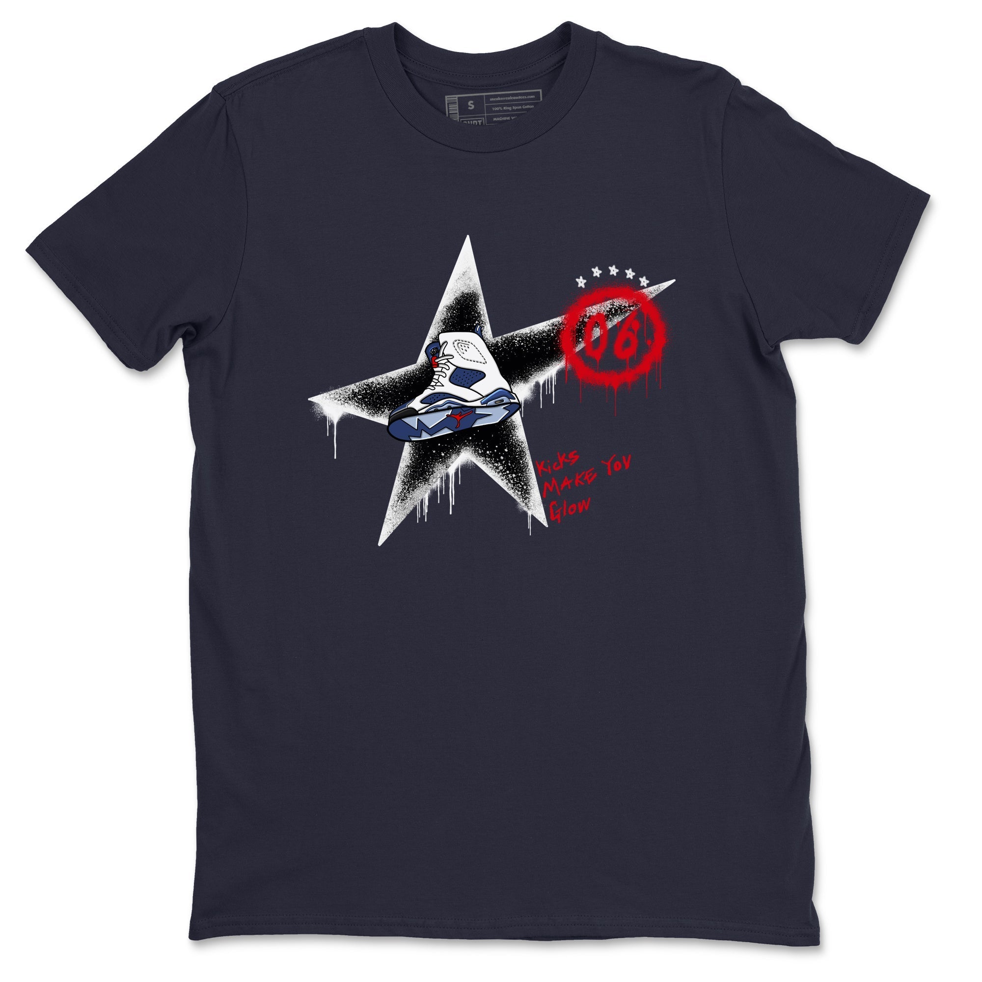Kicks Make You Glow snkmatch Tees - Air Jordan 6 White And Midnight Navy