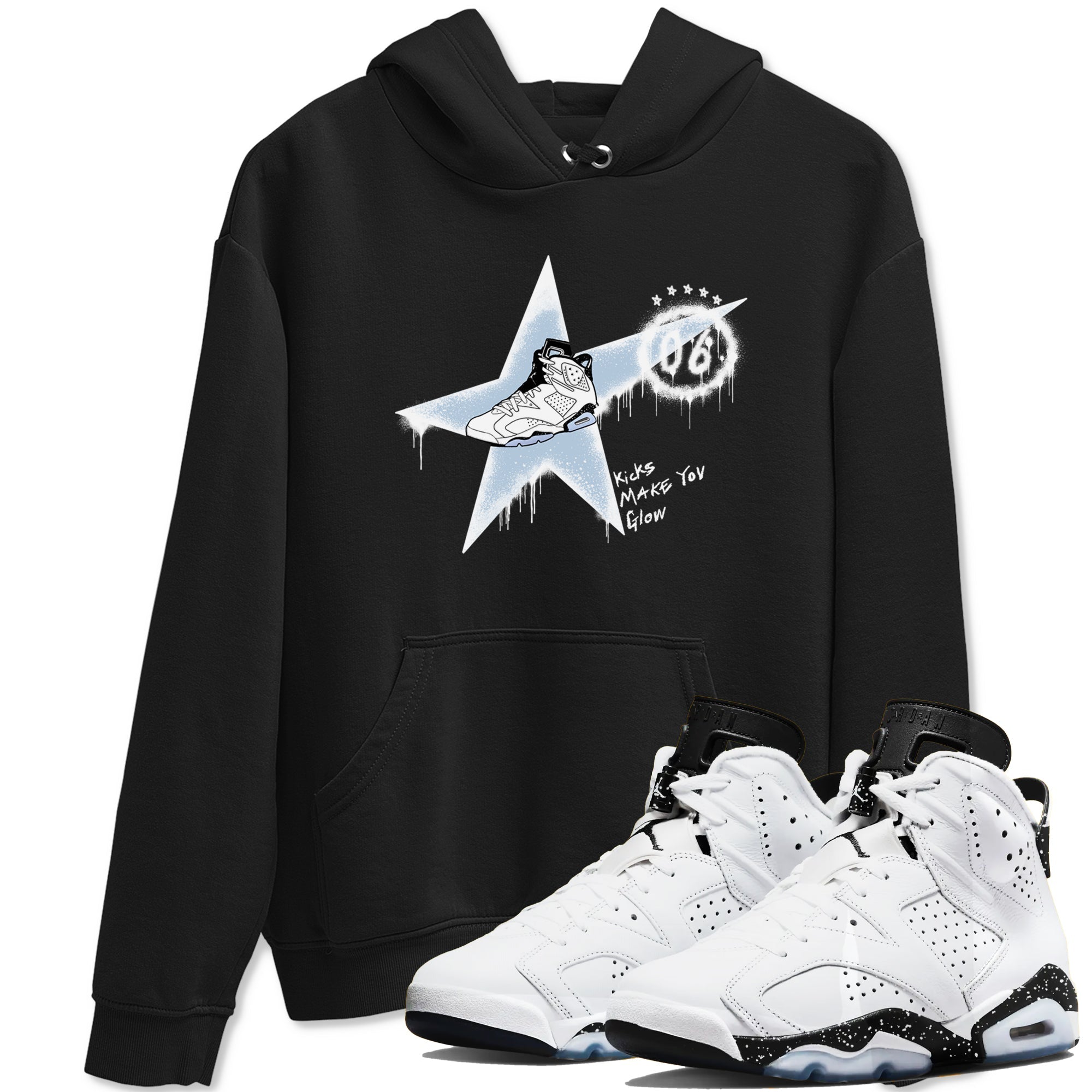 Kicks Make You Glow snkmatch Tees - Air Jordan 6 White Black