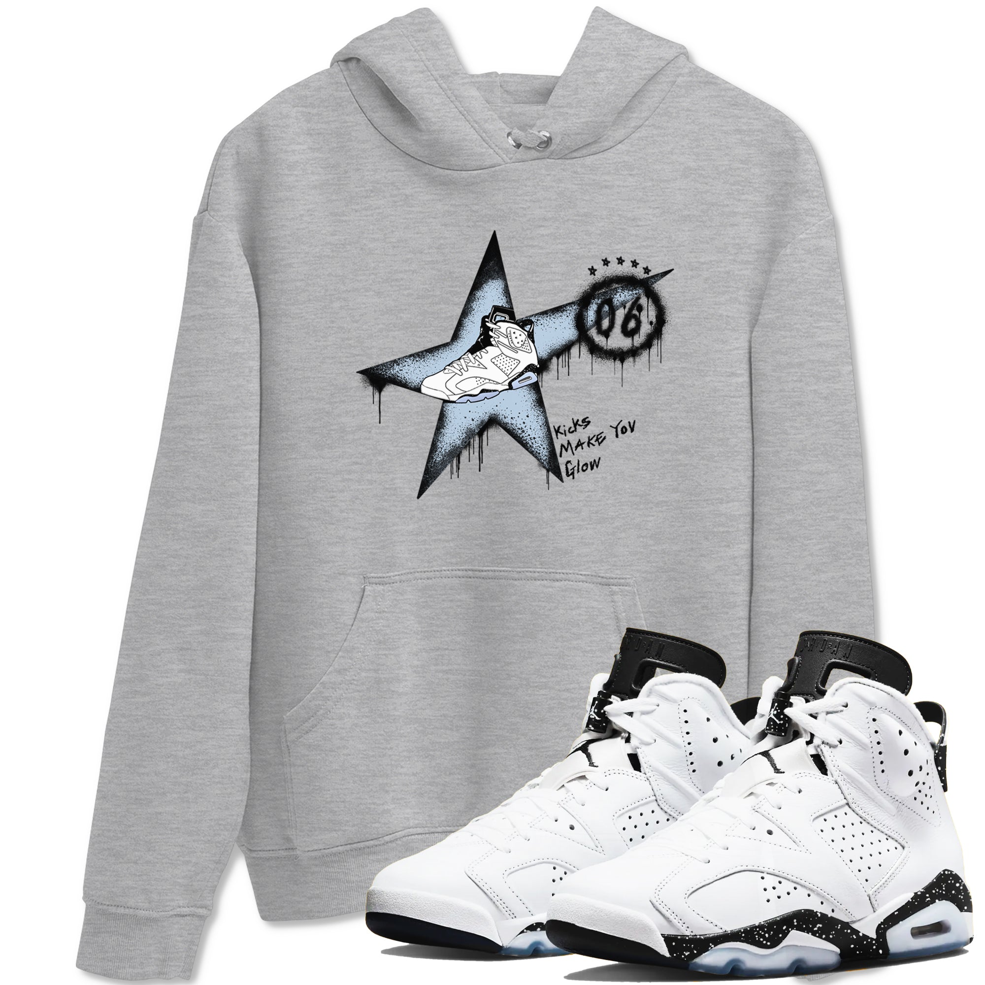 Kicks Make You Glow snkmatch Tees - Air Jordan 6 White Black