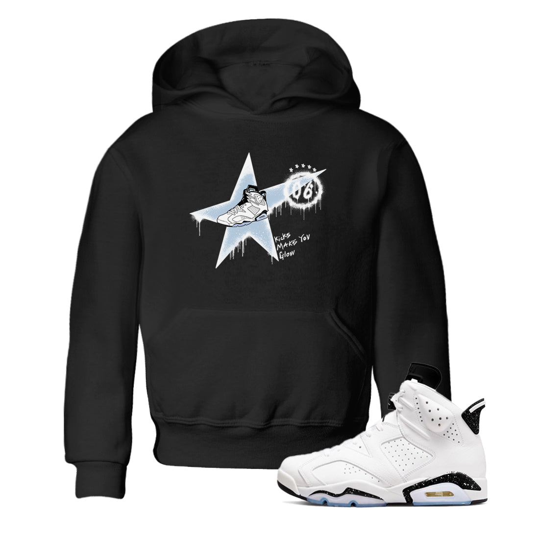 Kicks Make You Glow snkmatch Tees Kids - Air Jordan 6 White Black