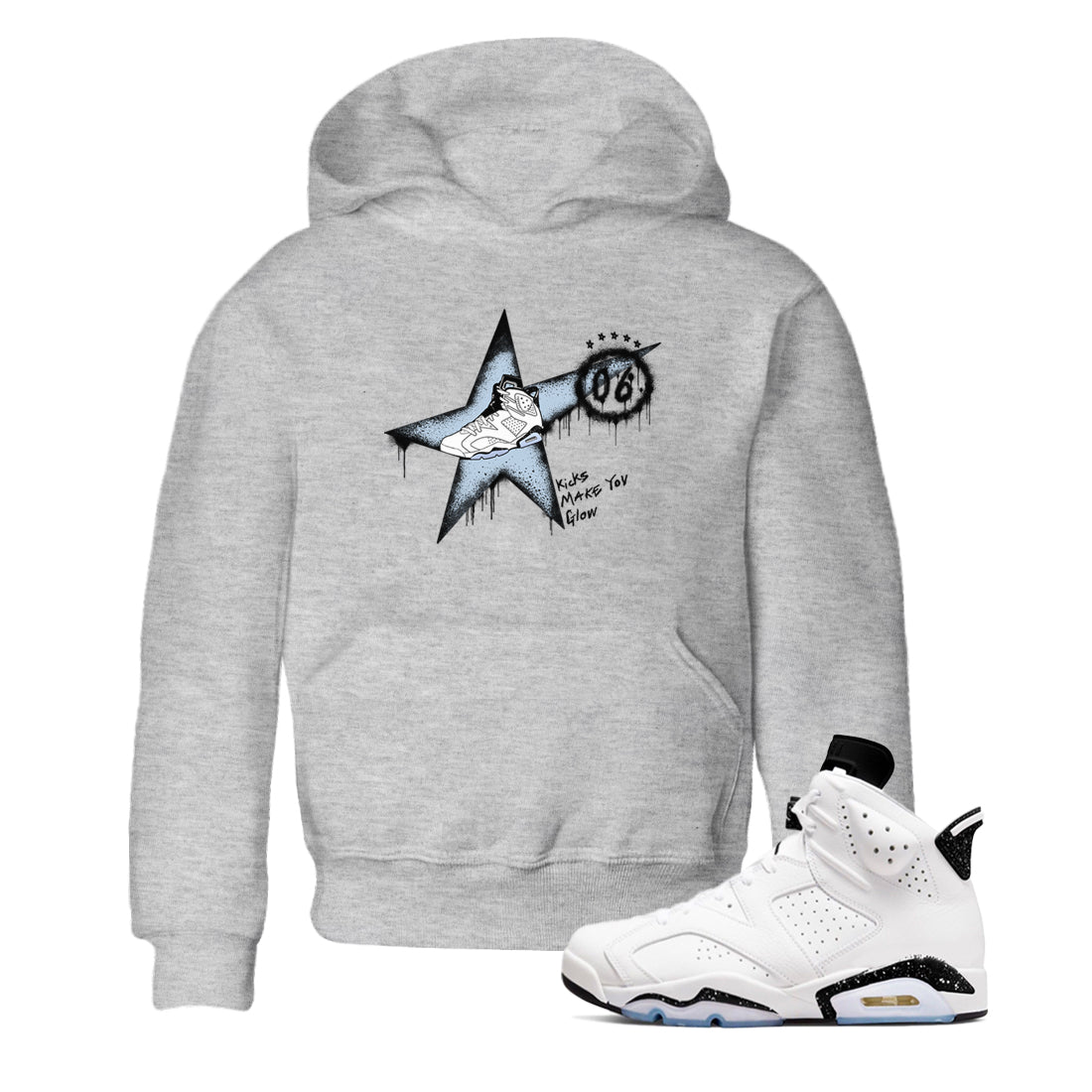 Kicks Make You Glow snkmatch Tees Kids - Air Jordan 6 White Black