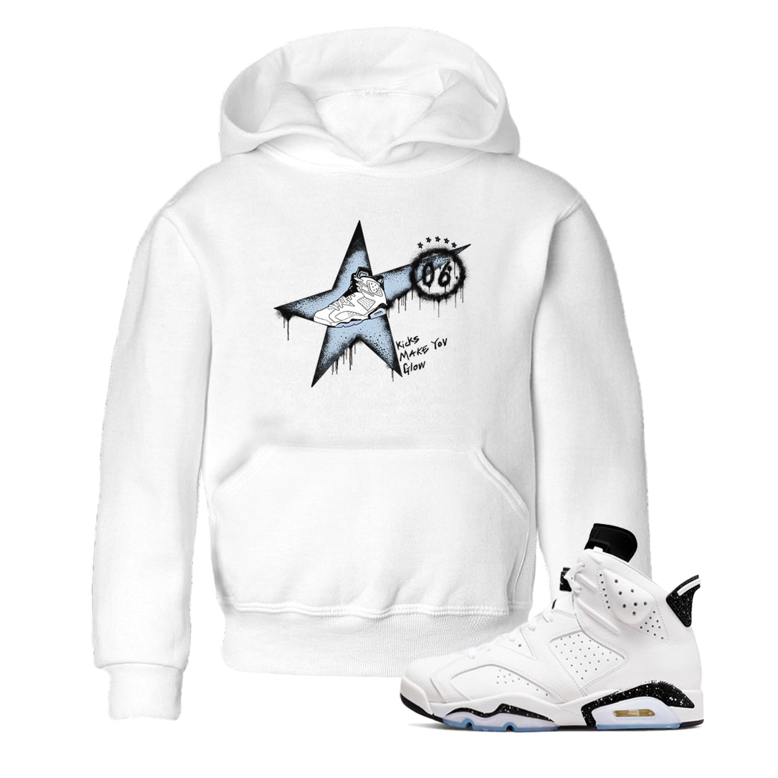 Kicks Make You Glow snkmatch Tees Kids - Air Jordan 6 White Black