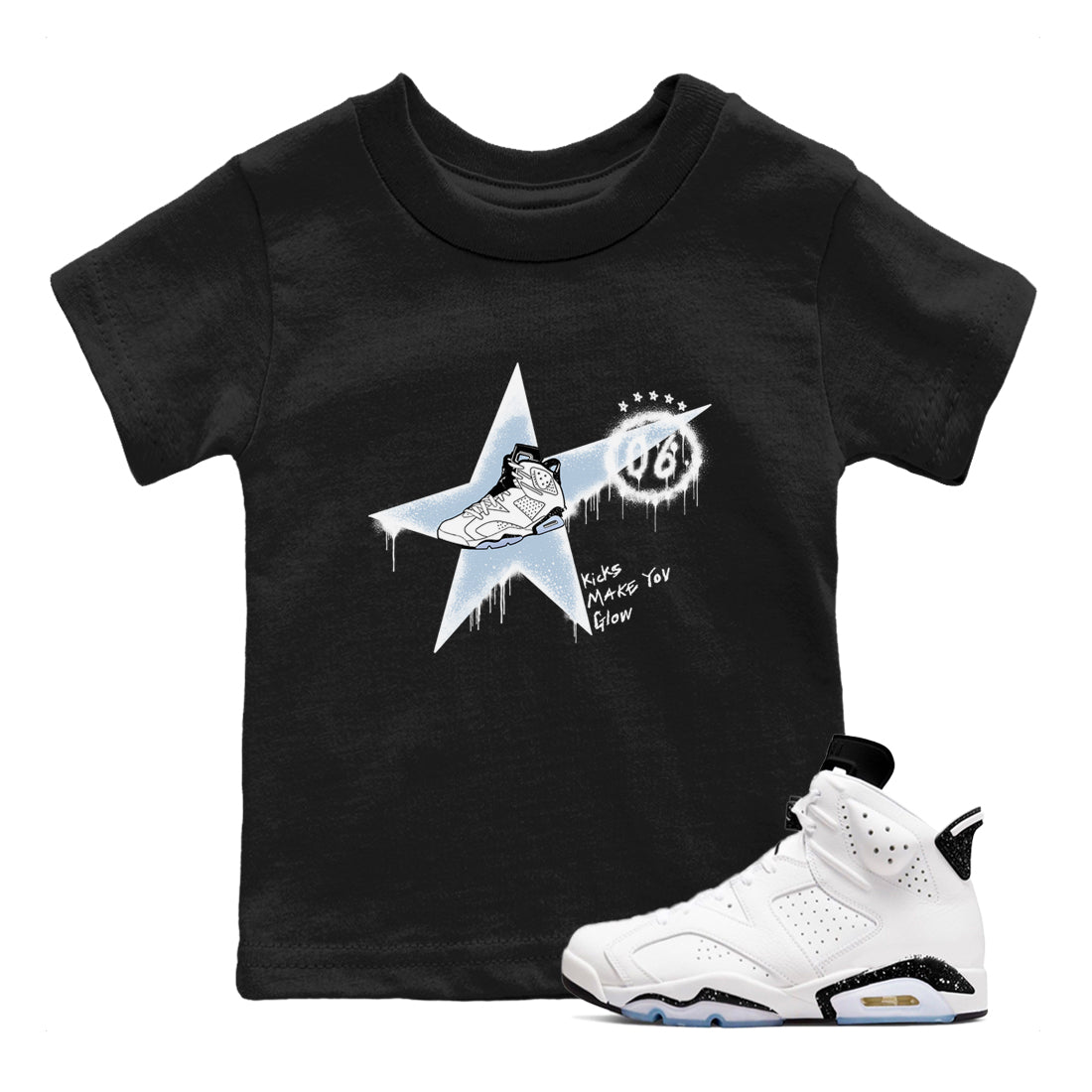 Kicks Make You Glow snkmatch Tees Kids - Air Jordan 6 White Black