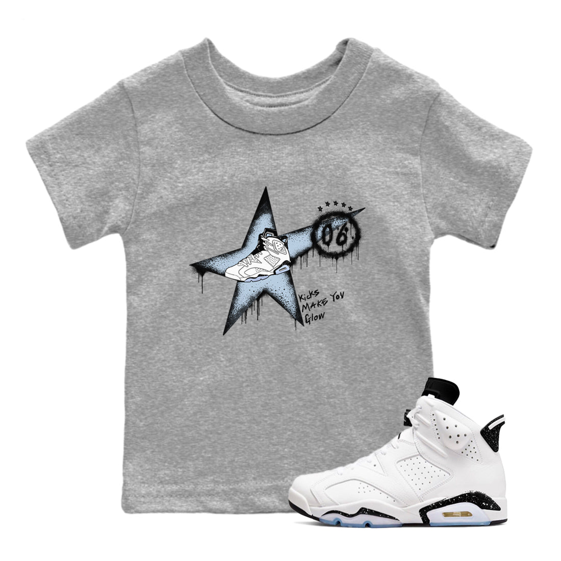 Kicks Make You Glow snkmatch Tees Kids - Air Jordan 6 White Black