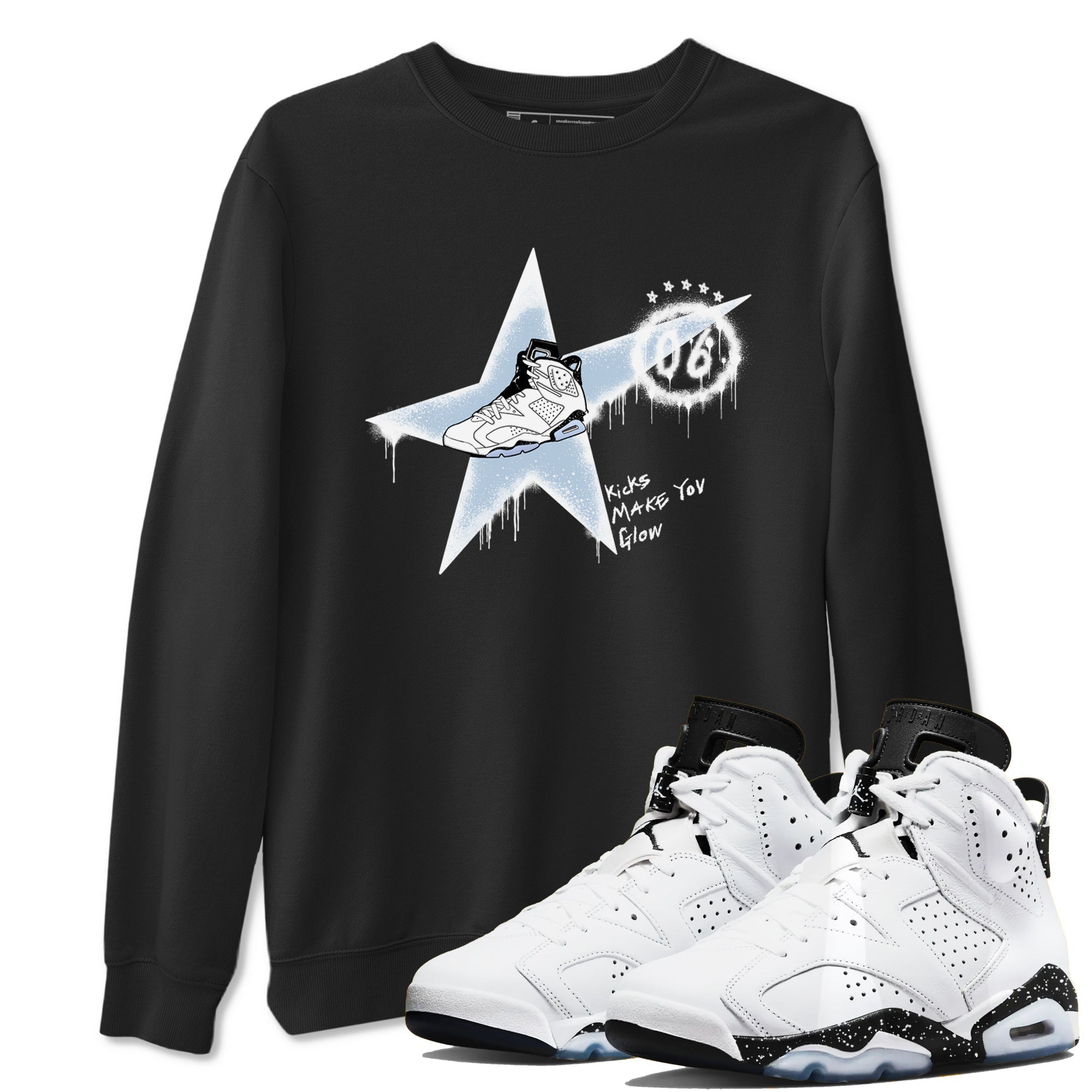 Kicks Make You Glow snkmatch Tees - Air Jordan 6 White Black