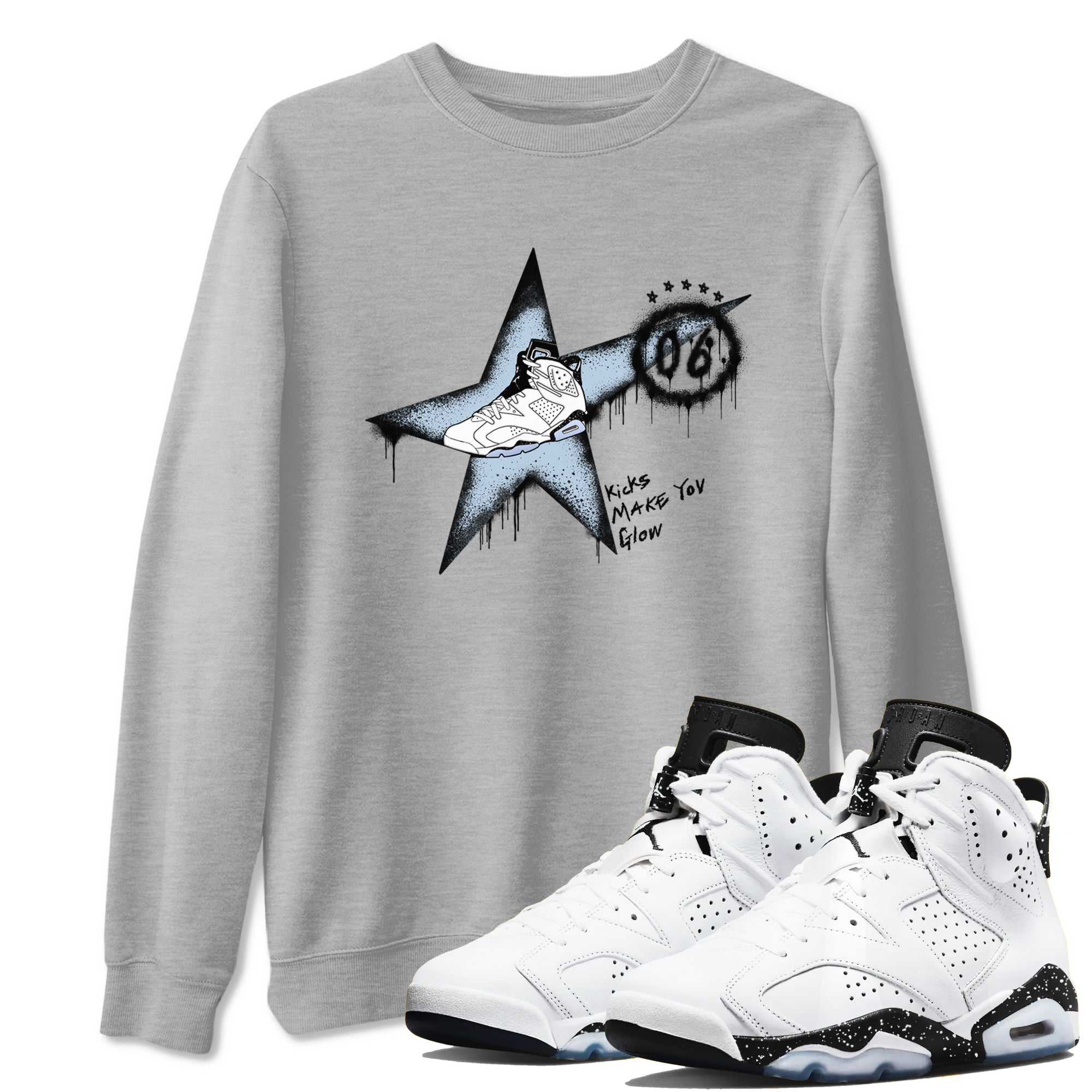 Kicks Make You Glow snkmatch Tees - Air Jordan 6 White Black