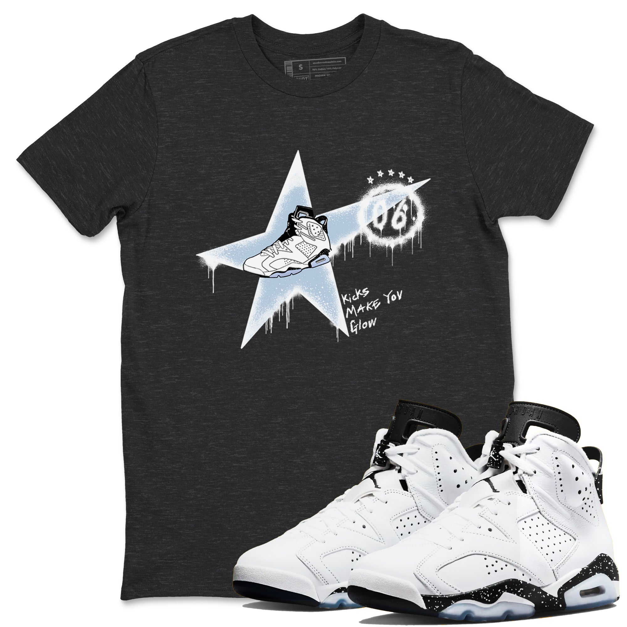 Kicks Make You Glow snkmatch Tees - Air Jordan 6 White Black