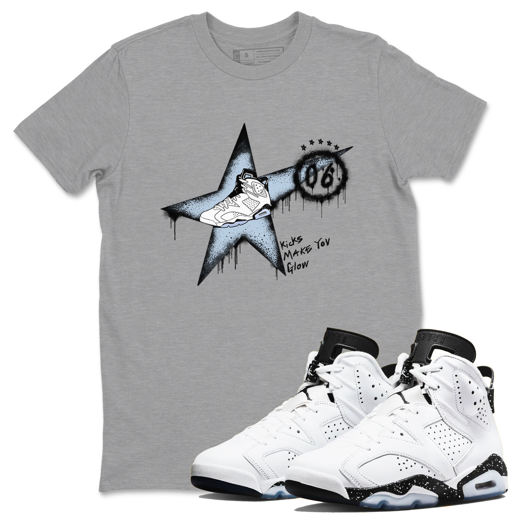 Kicks Make You Glow snkmatch Tees - Air Jordan 6 White Black