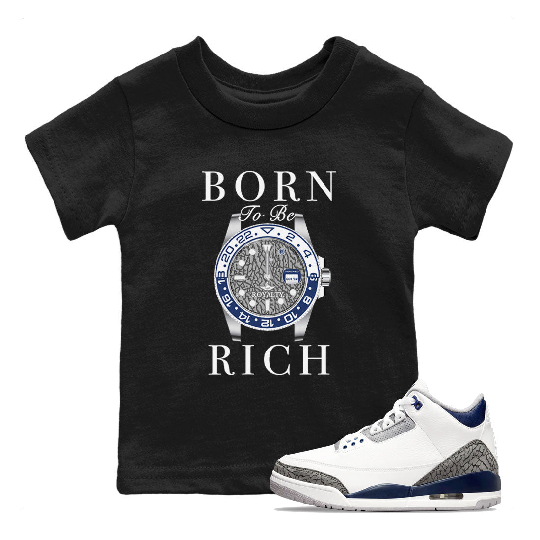 Born To Be Rich snkmatch Tees Kids - Air Jordan 3 Midnight Navy 2023