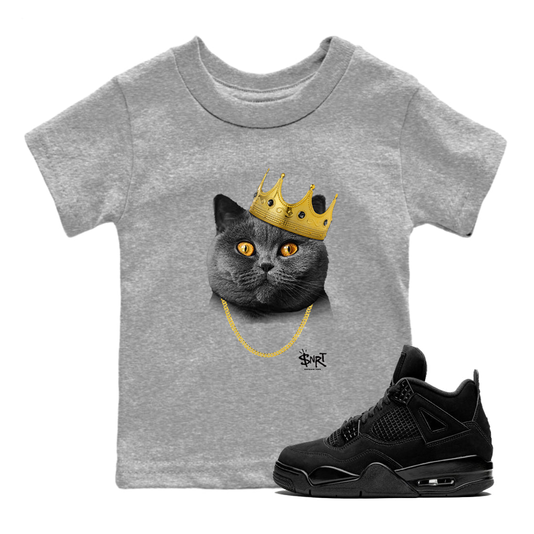 King Black Cat snkmatch Tees Kids - Air Jordan 4 Black Cat