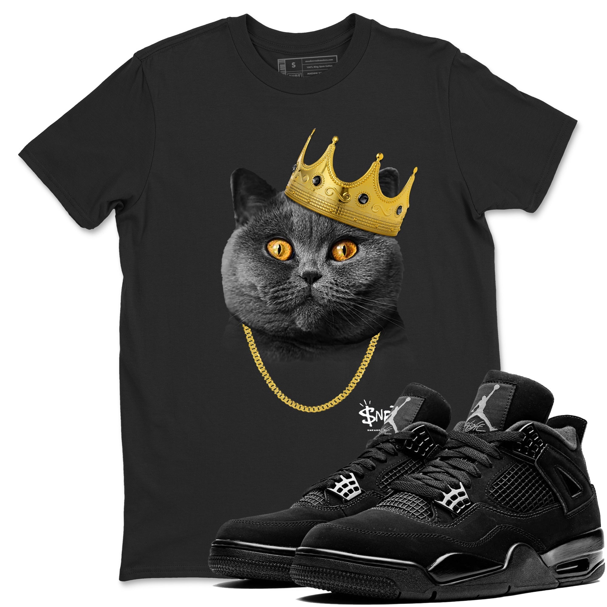 King Black Cat snkmatch Tees - Air Jordan 4 Black Cat