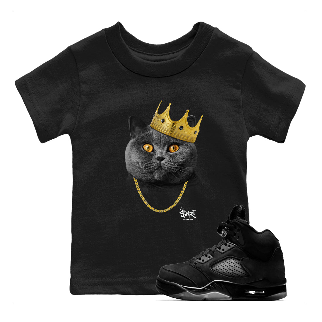 King Black Cat snkmatch Tees Kids - Air Jordan 5 Black Cat