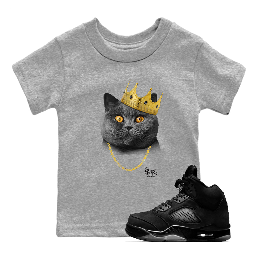 King Black Cat snkmatch Tees Kids - Air Jordan 5 Black Cat