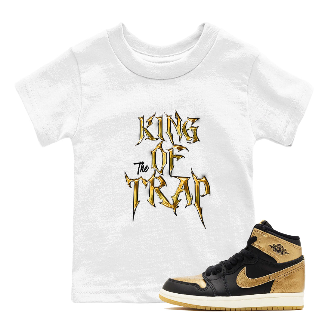 King Of The Trap snkmatch Tees Kids - Air Jordan 1 Black Metallic Gold