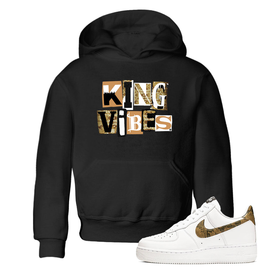 King Vibes snkmatch Tees Kids - Air Force 1 Ivory Snake