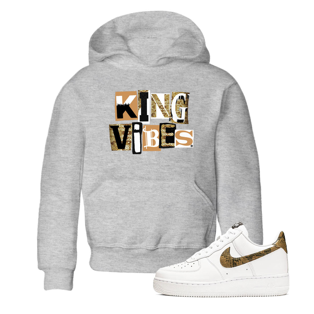 King Vibes snkmatch Tees Kids - Air Force 1 Ivory Snake