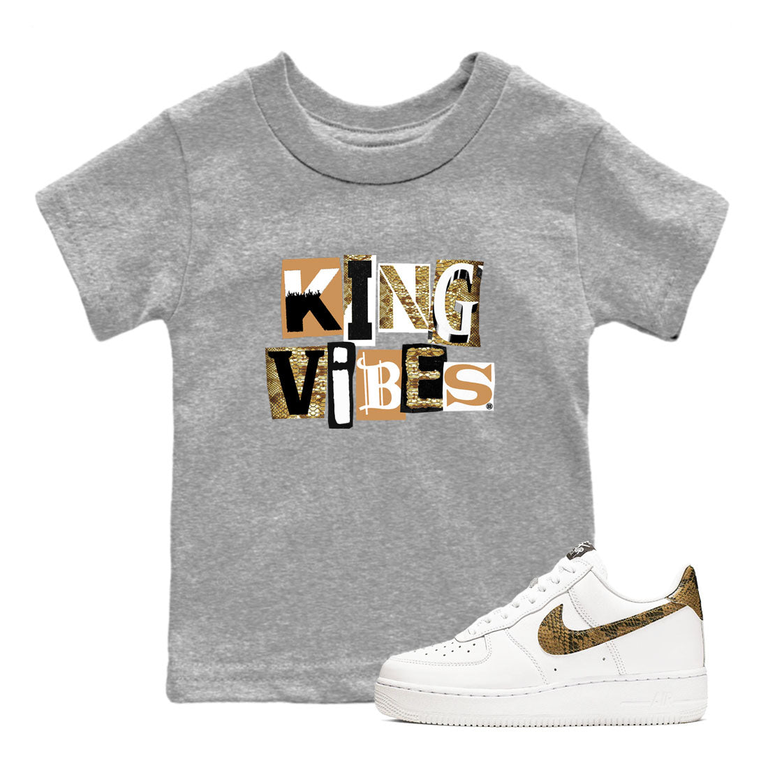 King Vibes snkmatch Tees Kids - Air Force 1 Ivory Snake