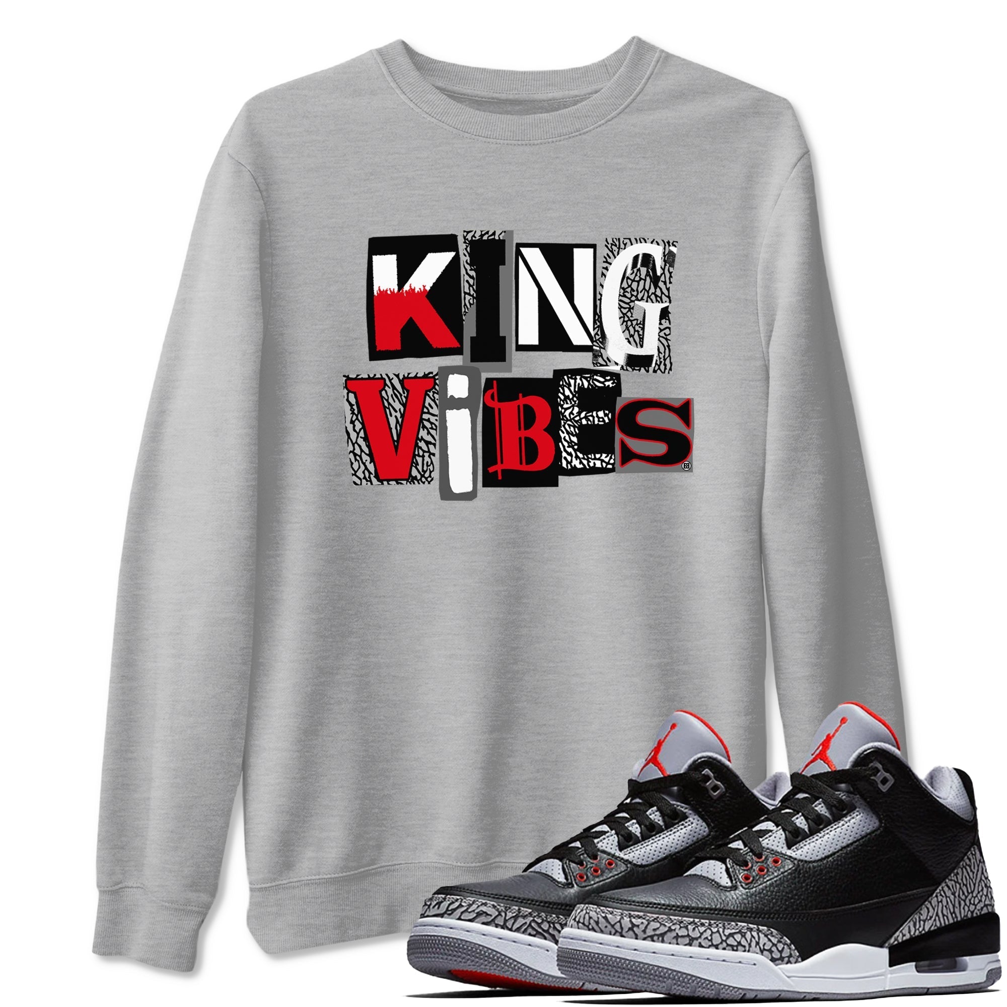 King Vibes snkmatch Tees - Air Jordan 3 Black Cement