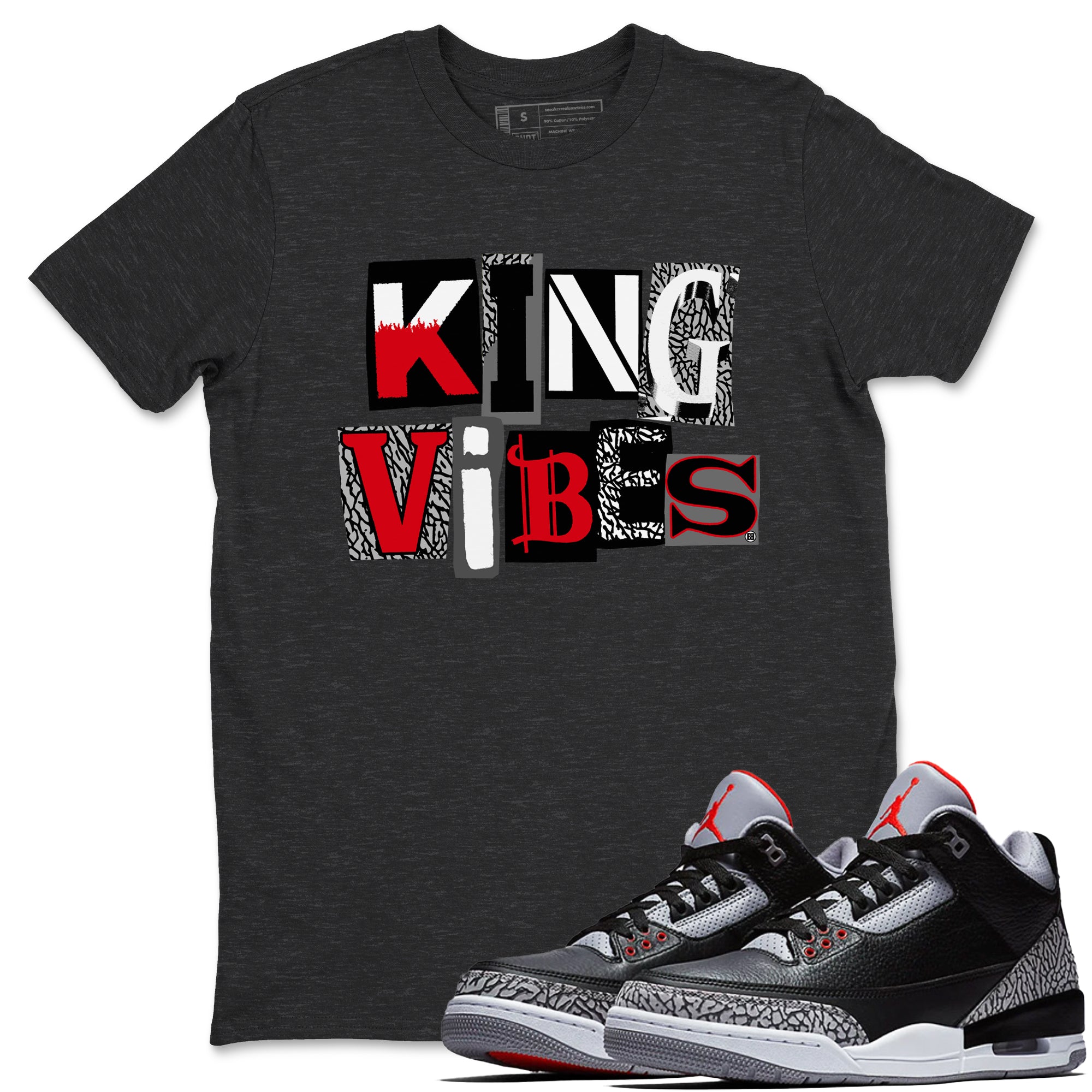 King Vibes snkmatch Tees - Air Jordan 3 Black Cement