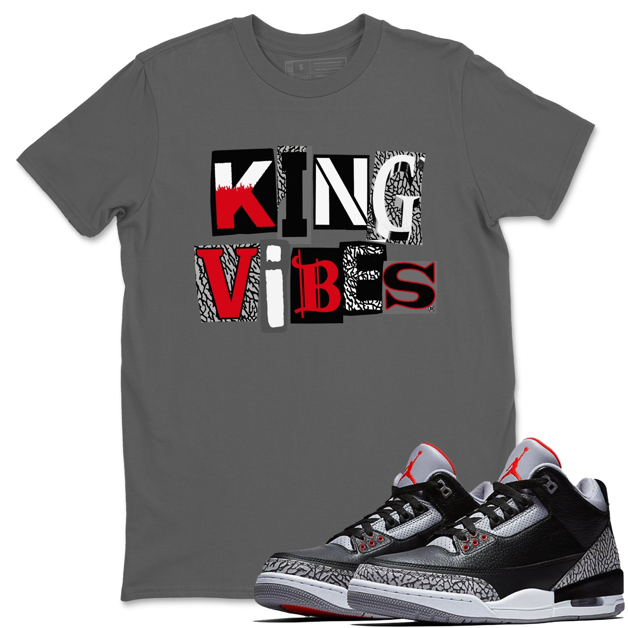 King Vibes snkmatch Tees - Air Jordan 3 Black Cement