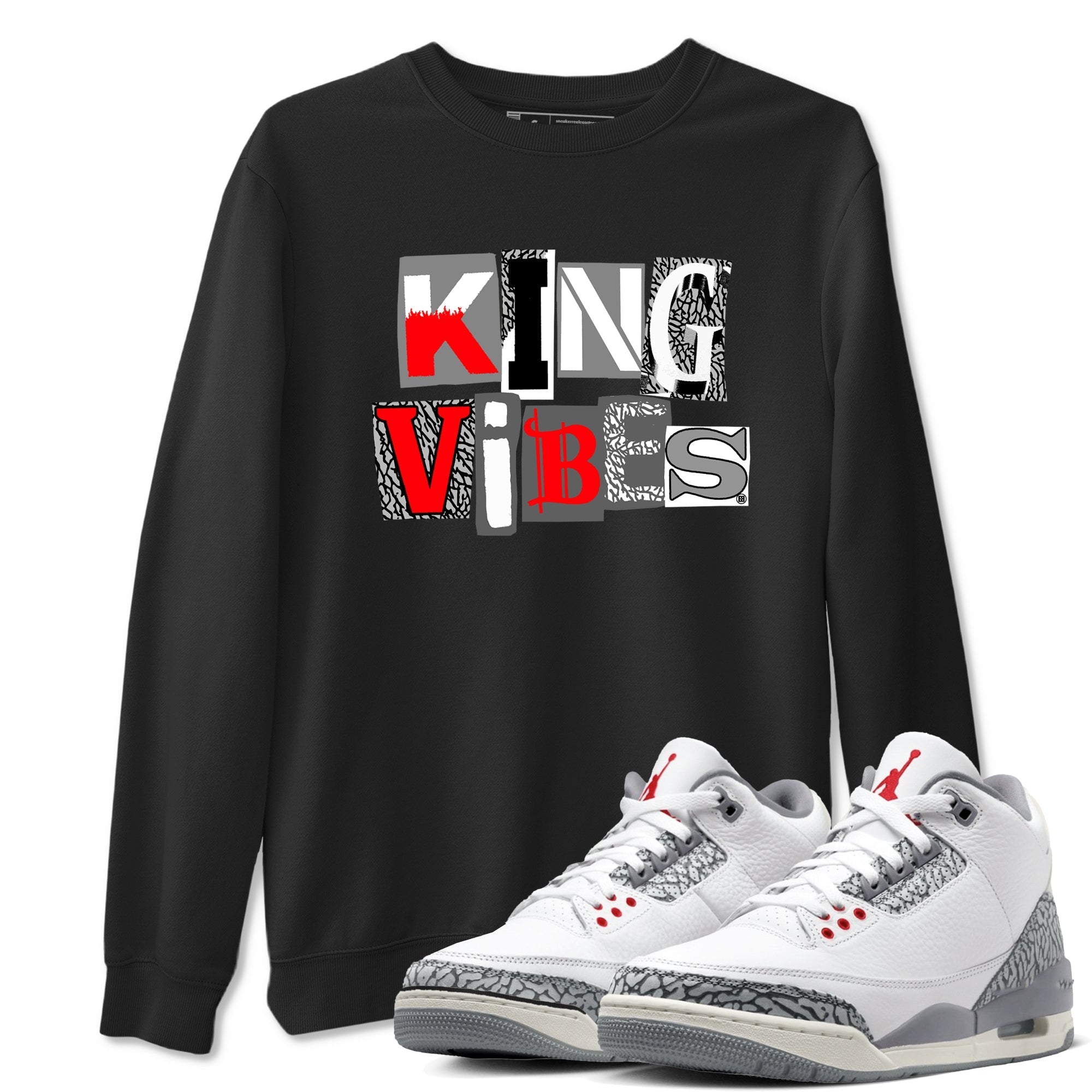 King Vibes snkmatch Tees - Air Jordan 3 Cement Grey