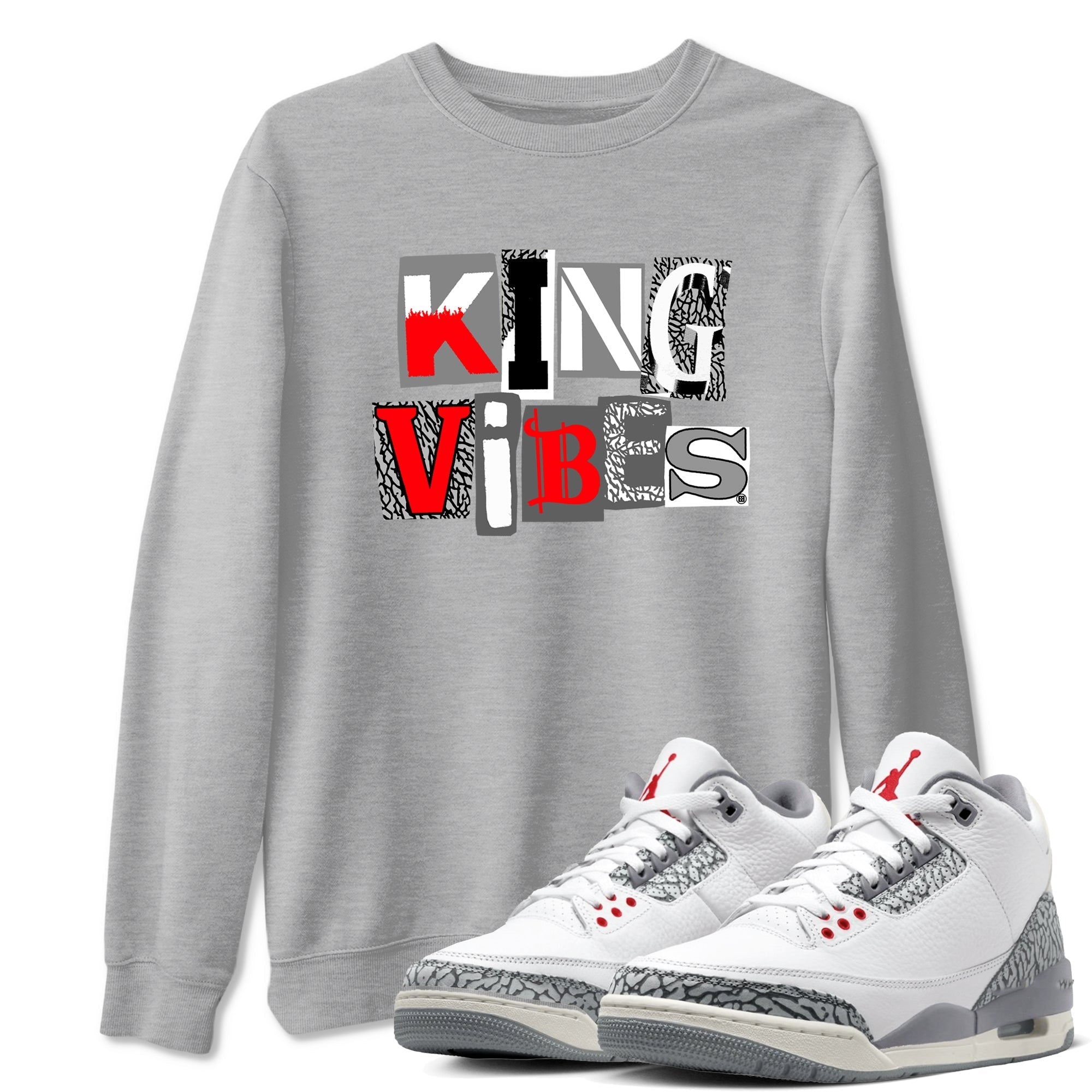 King Vibes snkmatch Tees - Air Jordan 3 Cement Grey